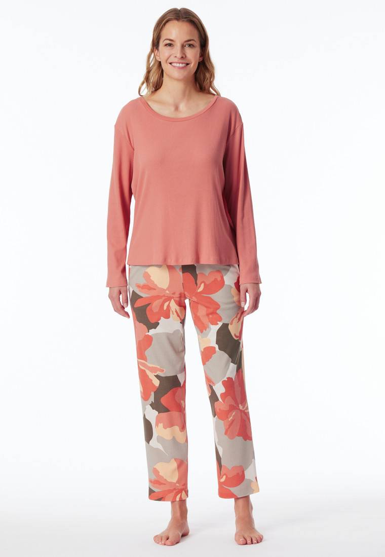 Schiesser Schlafanzug 7/8 Doppelripp papaya - Modern Nightwear Sonderangebot der Fabrik