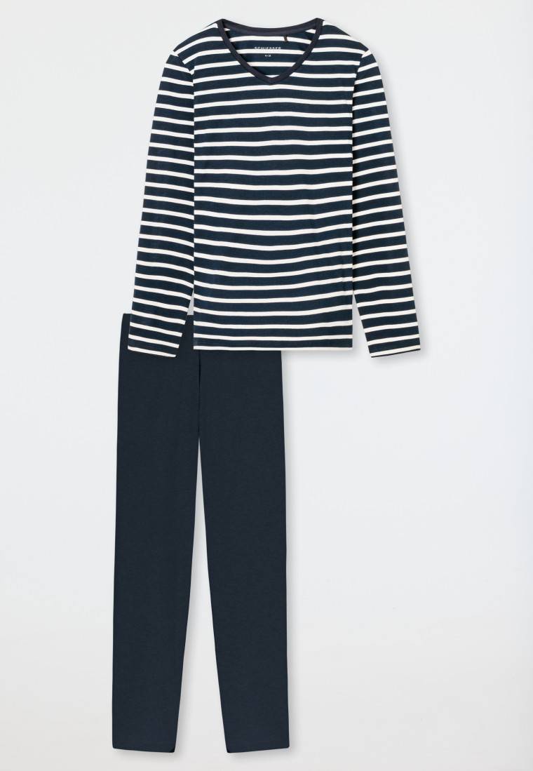 Schiesser Schlafanzug lang nachtblau - Casual Essentials Discount Store für neue Produkte