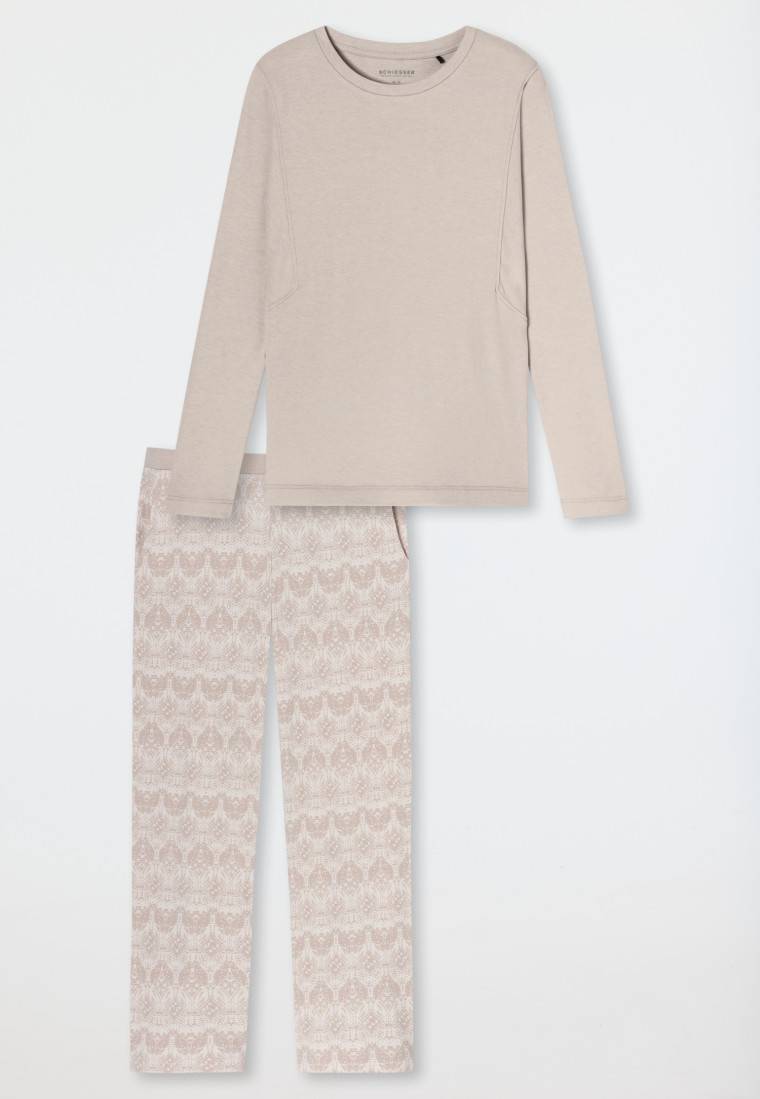 Schiesser Schlafanzug lang wärmend beige - Selected Premium Warming Super Rabatt