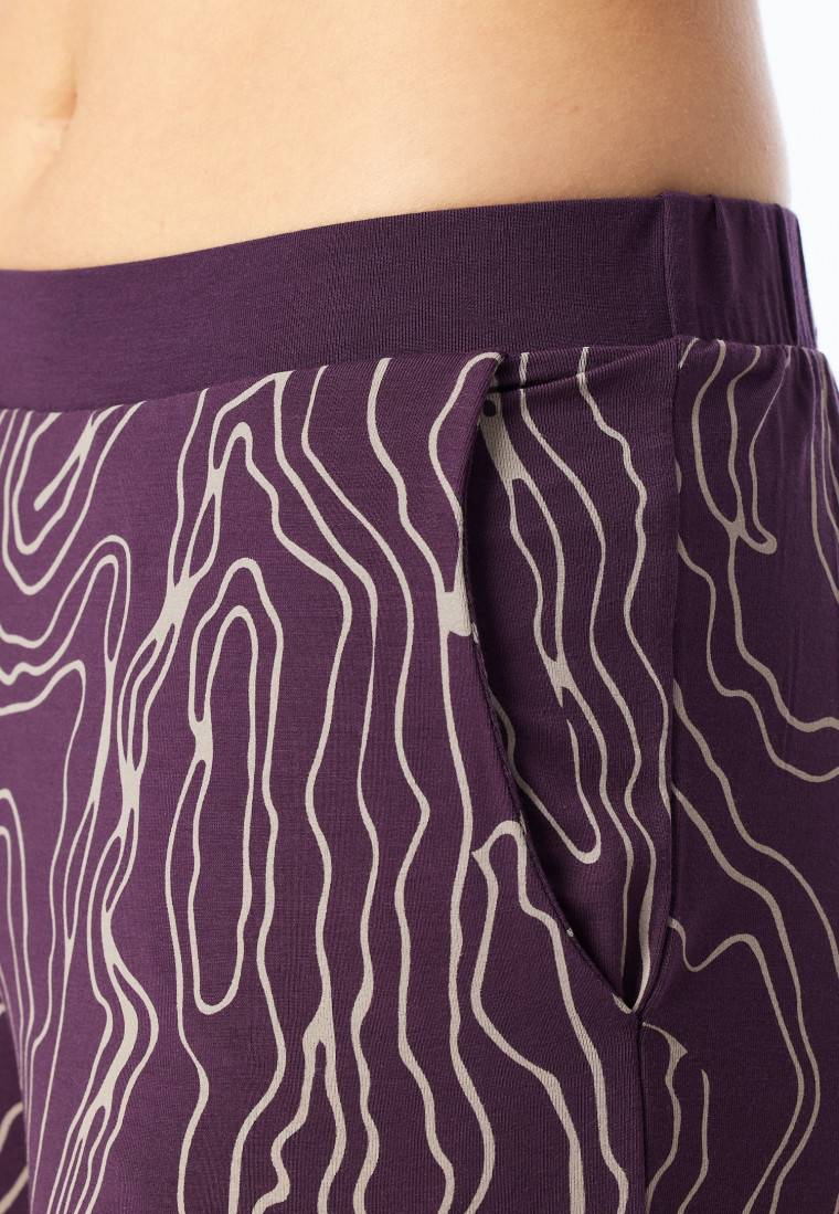 Schiesser Schlafanzug lang pflaume bedruckt - selected! premium Clearance-Verkauf