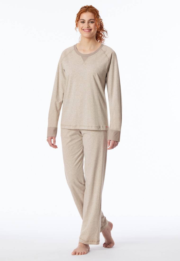 Schiesser Schlafanzug lang natur - Casual Nightwear Kostenloser Versand international