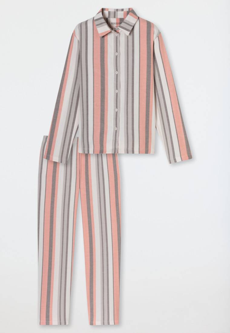 Schiesser Pyjama lang Webware Streifen multicolor - Modern Nightwear Fabrikladen