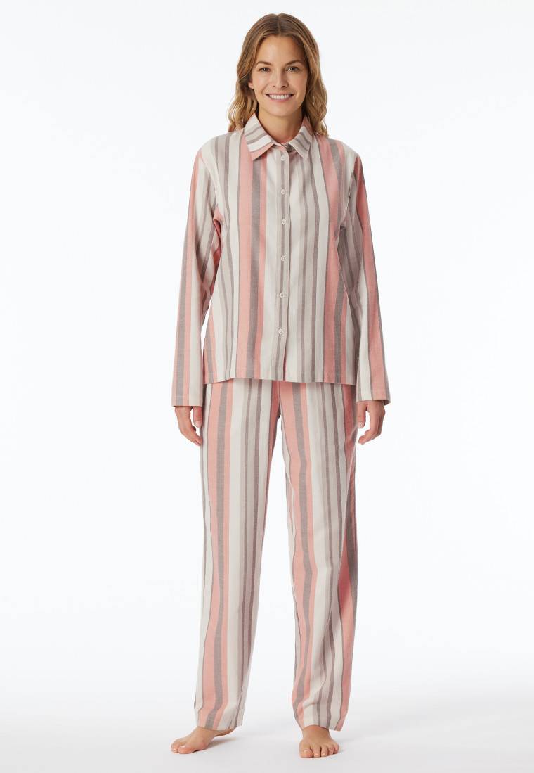 Schiesser Pyjama lang Webware Streifen multicolor - Modern Nightwear Fabrikladen