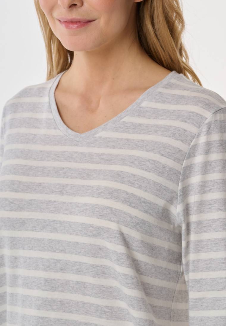 Schiesser Schlafanzug lang silbergrau meliert - Casual Essentials Begrenzt auf 3 Tage