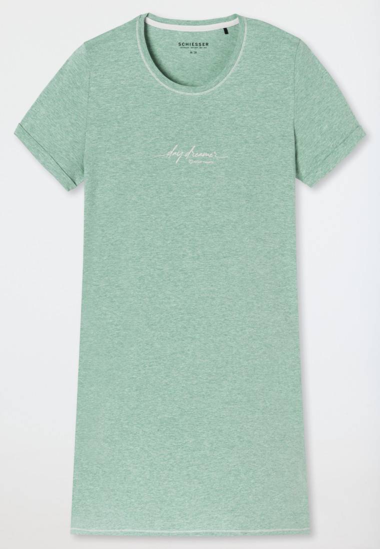Schiesser Sleepshirt kurzarm Print grün meliert - Casual Essentials zollfrei