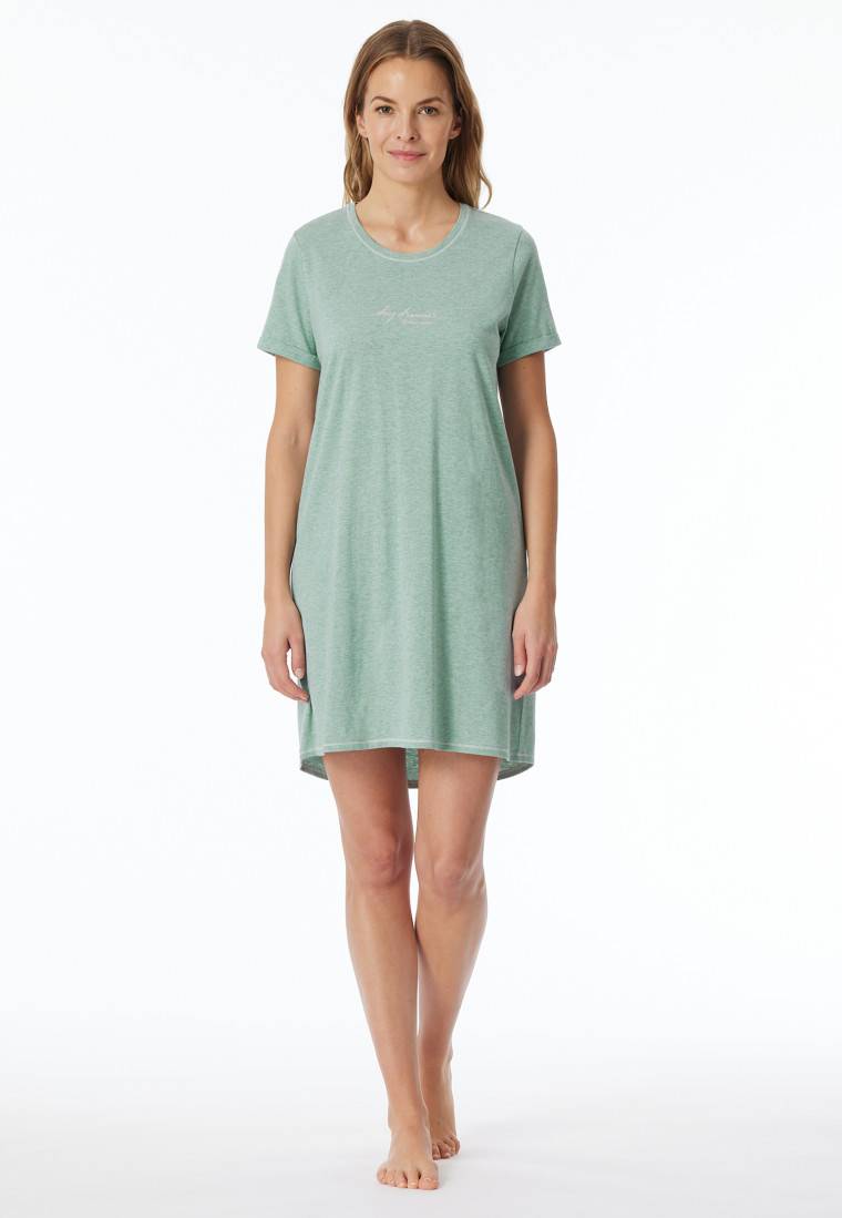 Schiesser Sleepshirt kurzarm Print grün meliert - Casual Essentials zollfrei