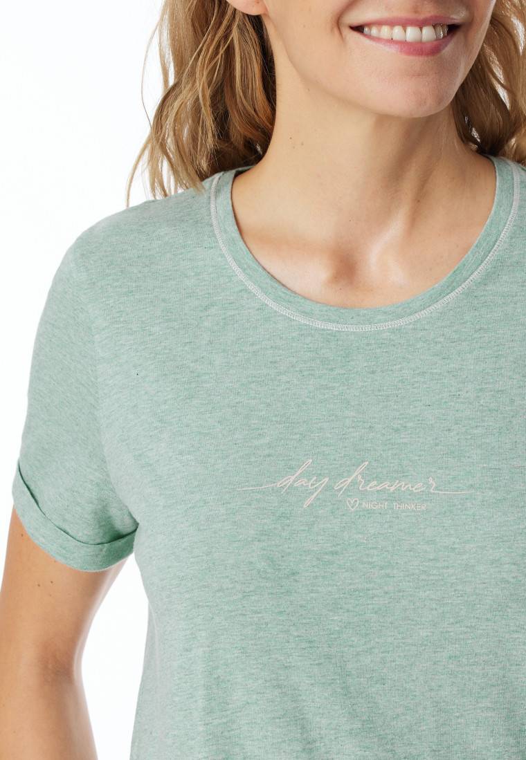 Schiesser Sleepshirt kurzarm Print grün meliert - Casual Essentials zollfrei