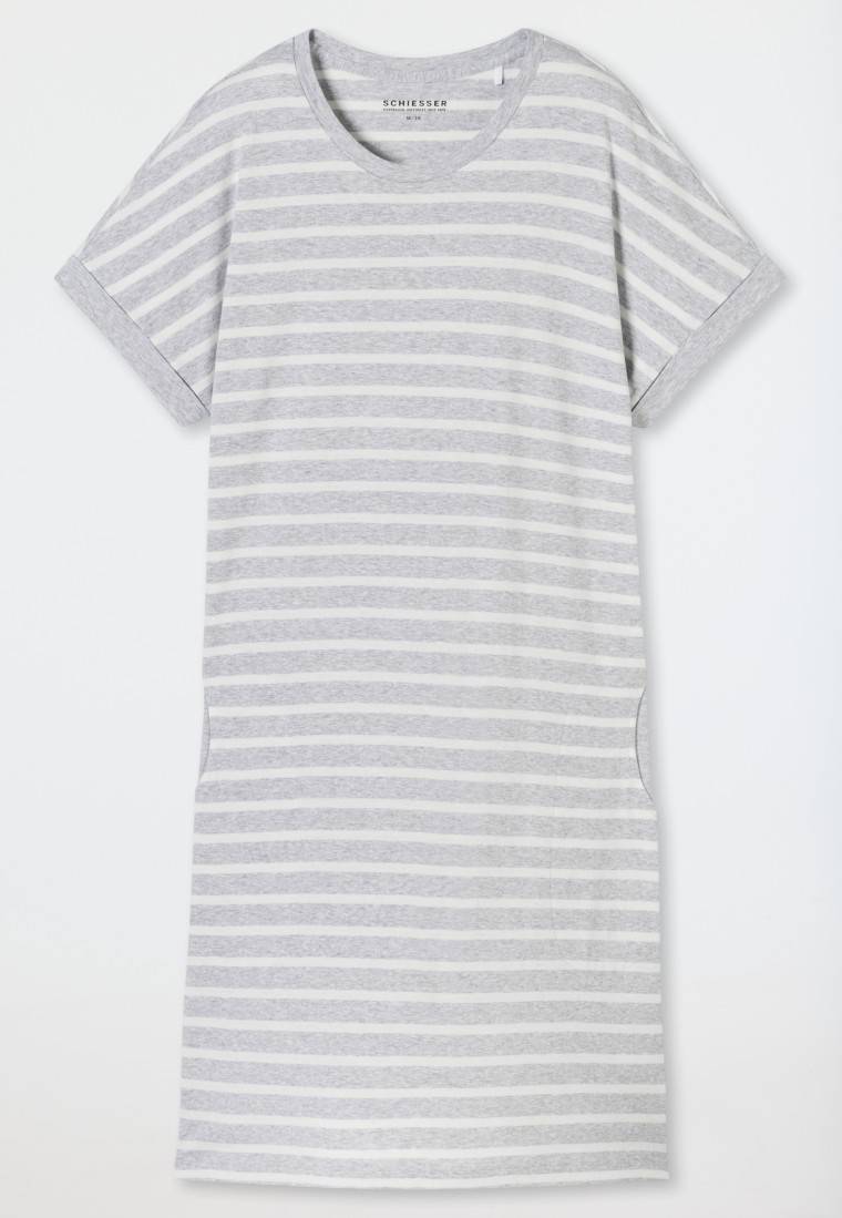 Schiesser Sleepshirt kurzarm Streifen silbergrau-meliert - Casual Essentials Hotsell