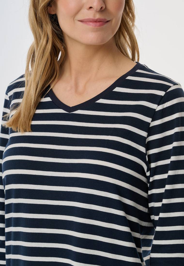 Schiesser Nachthemd langarm Streifen nachtblau - Casual Essentials im Angebot