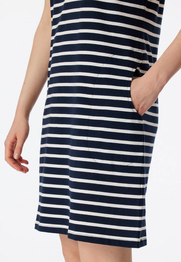 Schiesser Sleepshirt kurzarm Streifen nachtblau - Casual Essentials Schlussverkauf