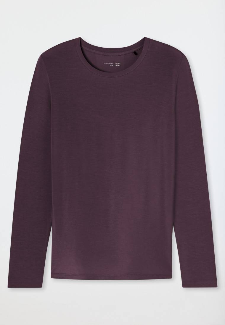 Schiesser Shirt langarm rundhals pflaume - Mix+Relax Blitzverkäufe