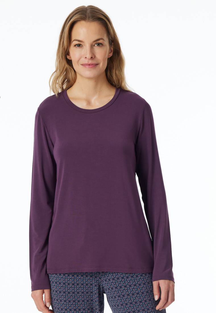 Schiesser Shirt langarm rundhals pflaume - Mix+Relax Blitzverkäufe