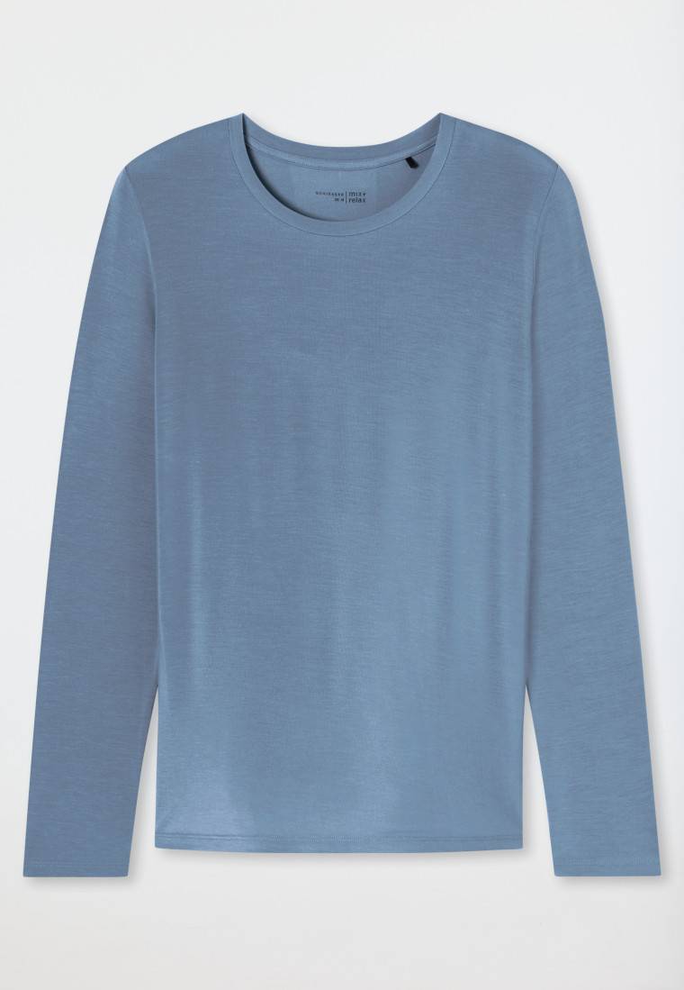 Schiesser Shirt langarm rundhals blaugrau - Mix+Relax Kostenloser Versand