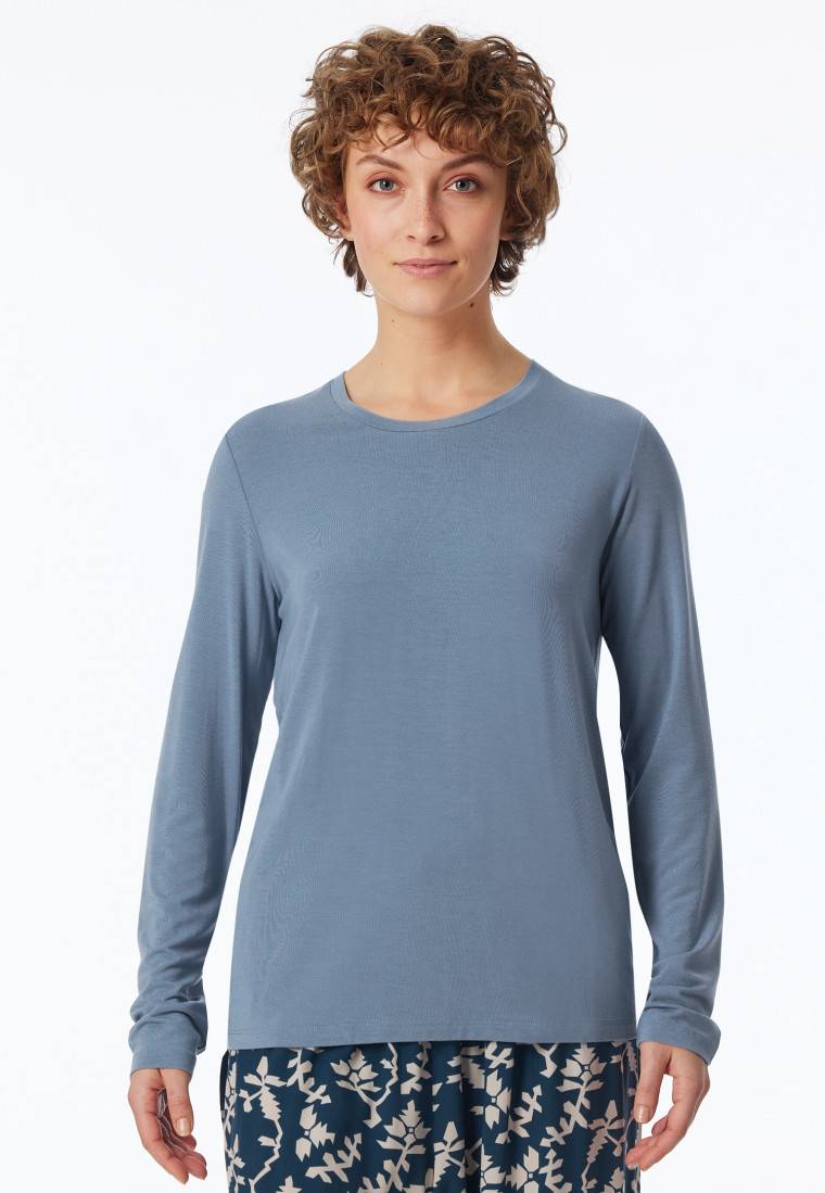 Schiesser Shirt langarm rundhals blaugrau - Mix+Relax Kostenloser Versand