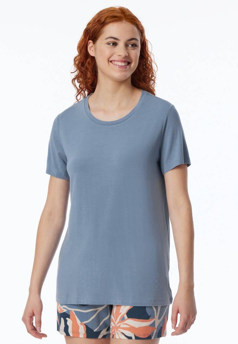 Schiesser Shirt kurzarm rundhals blaugrau - Mix+Relax Limitierter Zeitrabatt