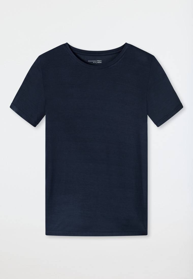 Schiesser Shirt kurzarm Modal blau - Mix+Relax Lagerräumung