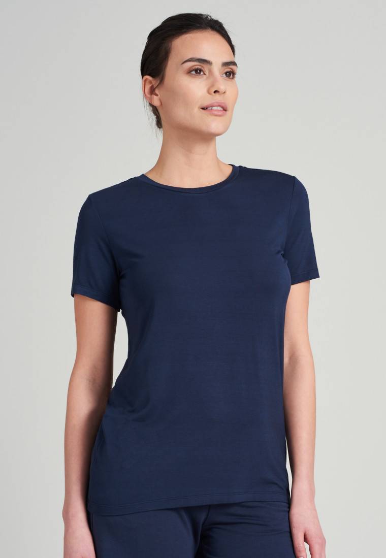 Schiesser Shirt kurzarm Modal blau - Mix+Relax Lagerräumung
