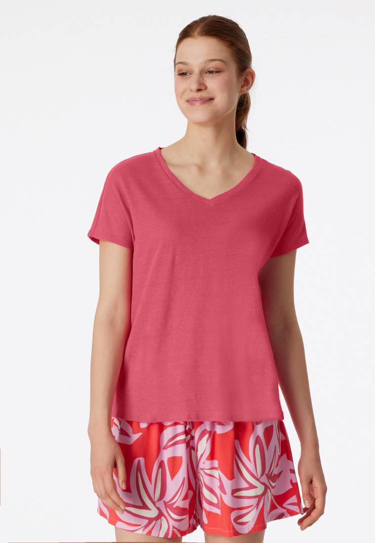 Schiesser Shirt kurzarm V-Ausschnitt pink - Mix+Relax Heißer Verkauf