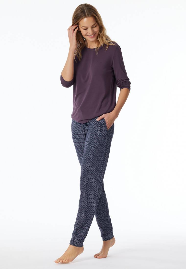 Schiesser Hose lang Bündchen multicolor floral gemustert - Mix+Relax Exklusive Angebote