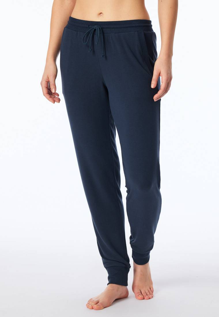 Schiesser Hose lang Feinripp Bündchen nachtblau - Mix+Relax Saisonale Angebote