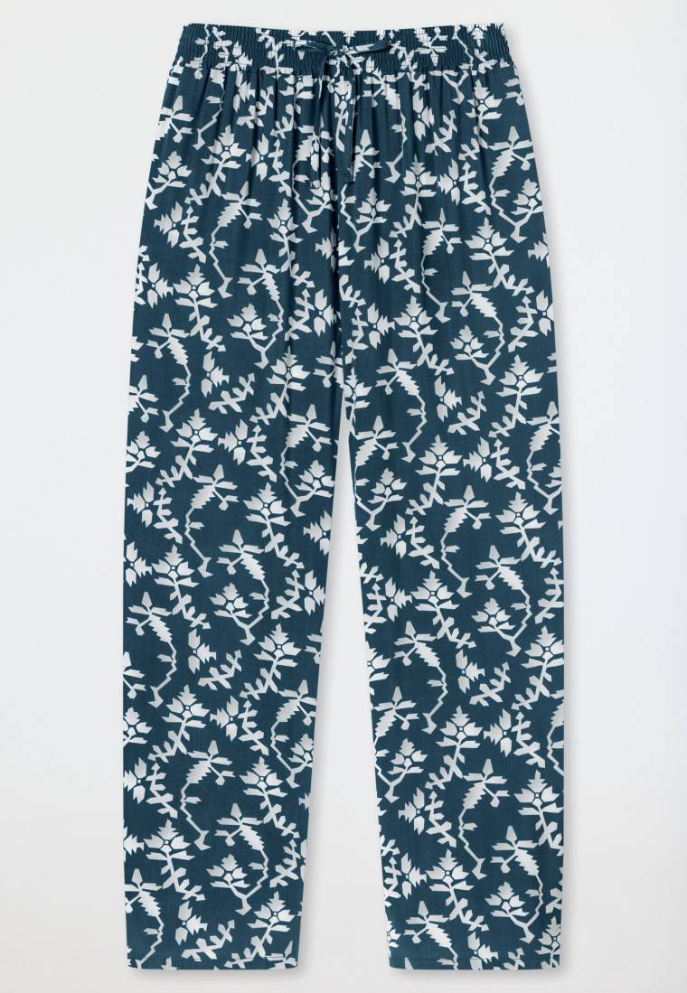 Schiesser Loungehose lang Viskose Blumenprint jeansblau - Mix+Relax JETZT KAUFEN