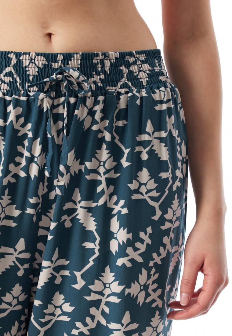 Schiesser Loungehose lang Viskose Blumenprint jeansblau - Mix+Relax JETZT KAUFEN