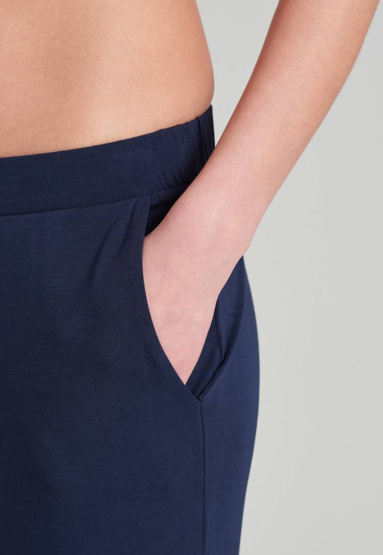 Schiesser Loungehose lang Modal Marlene-Schnitt blau - Mix+Relax Bis zu 50% Rabatt