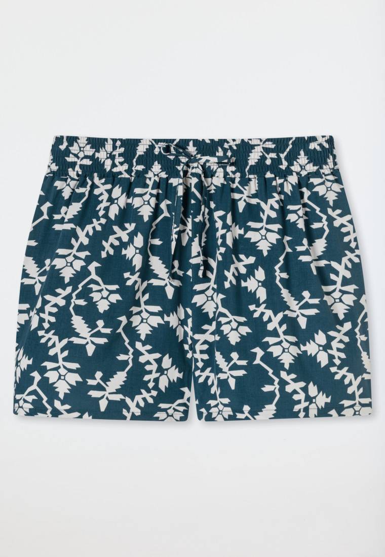 Schiesser Loungehose kurz Viskose Blumenprint jeansblau - Mix+Relax Bis zu 60% Rabatt
