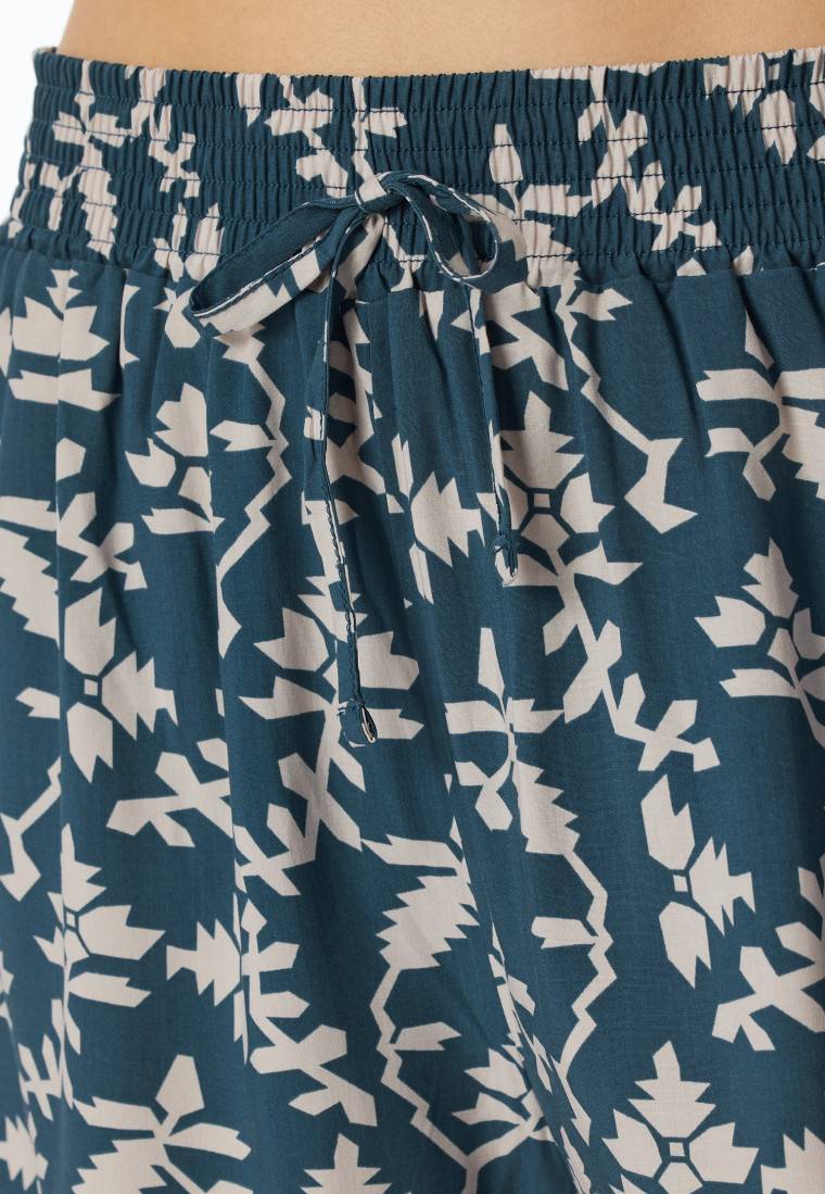 Schiesser Loungehose kurz Viskose Blumenprint jeansblau - Mix+Relax Bis zu 60% Rabatt