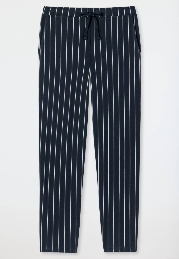 Schiesser Loungehose lang Jersey Streifen dunkelblau gemustert - Mix+Relax Nur für heute