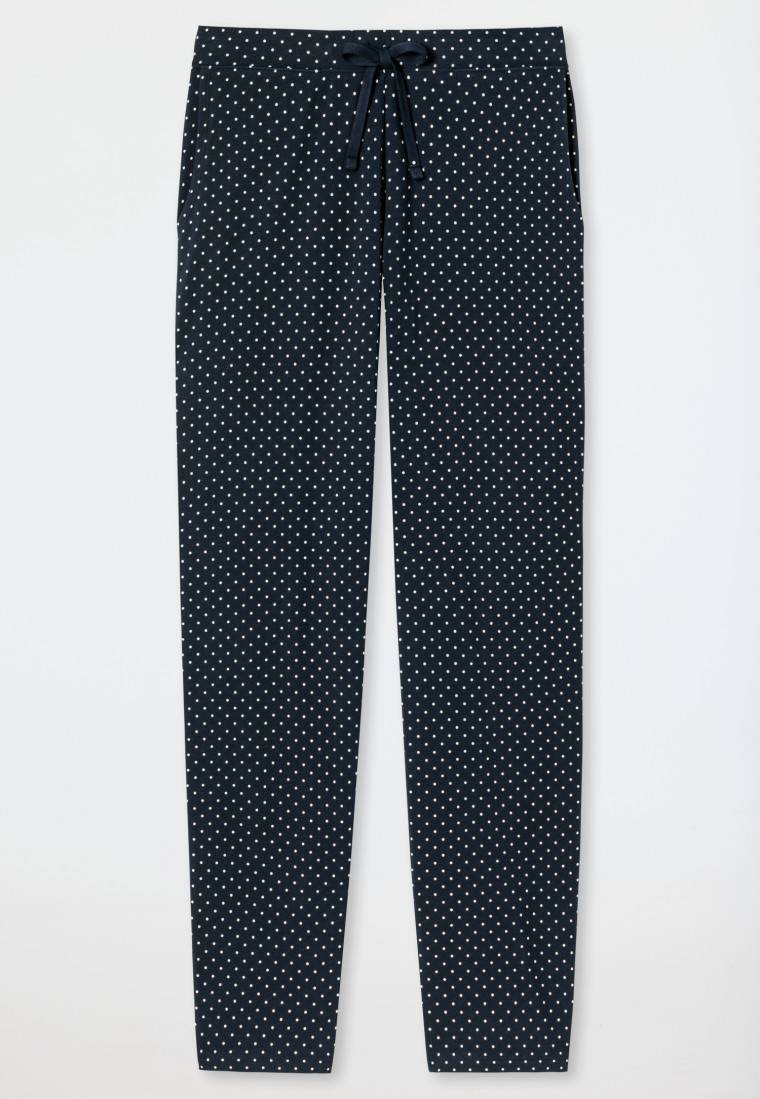 Schiesser Loungehose lang Jersey Punkte dunkelblau gemustert - Mix+Relax Super Rabatt
