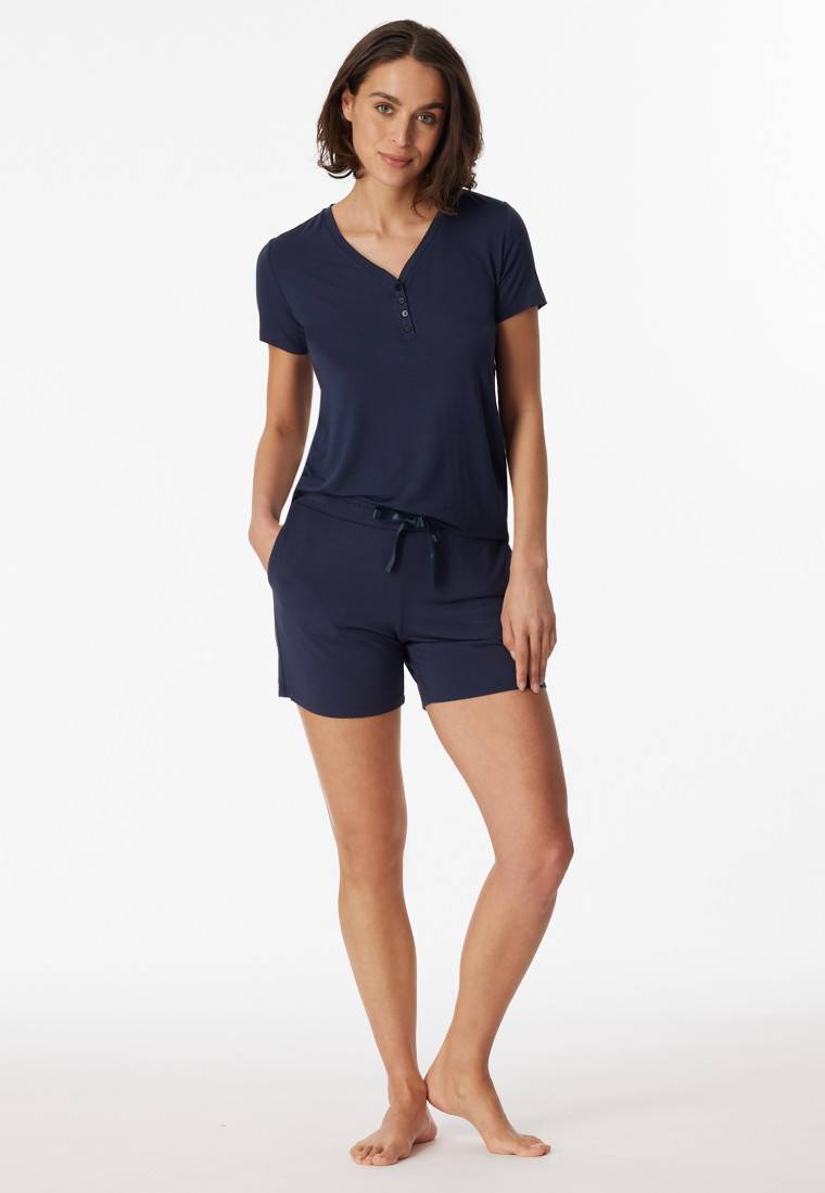 Schiesser Hose kurz Modal blau - Mix+Relax Begrenzt auf 3 Tage