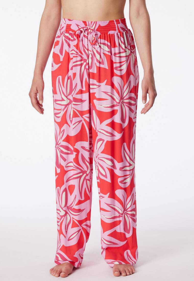 Schiesser Loungehose lang Viskose Blumenprint multicolor - Mix+Relax zollfrei