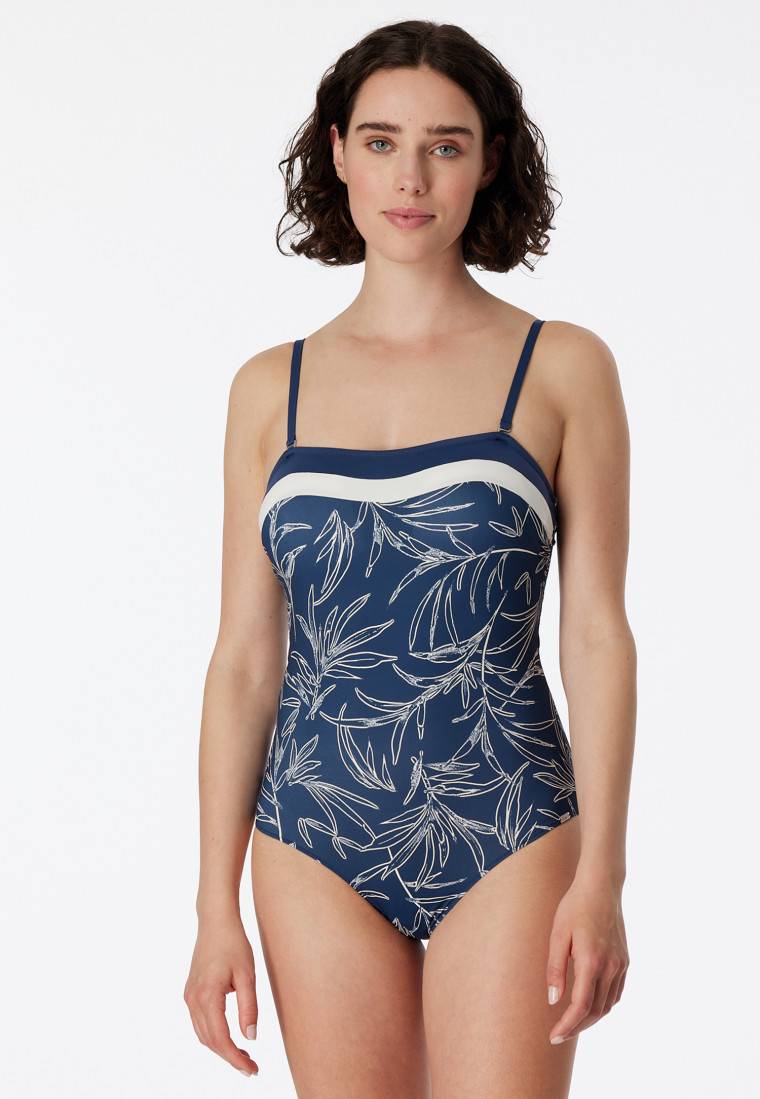 Schiesser Bandeau-Badeanzug variable Träger Softcups mit Support multicolor - Aqua Ocean Swim 2025