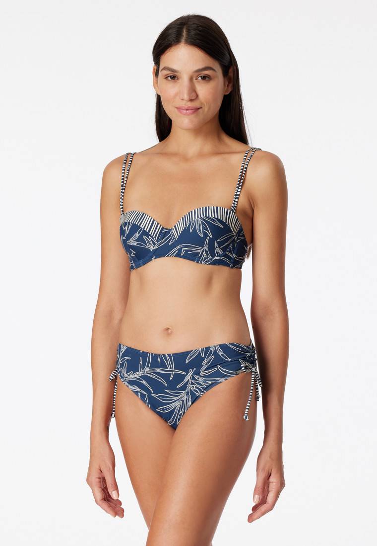 Schiesser Bandeau Bügel-Bikini Softcups variable Träger Midi-Slip verstellbare Seiten blau gemustert - Ocean Swim Meist gekauft