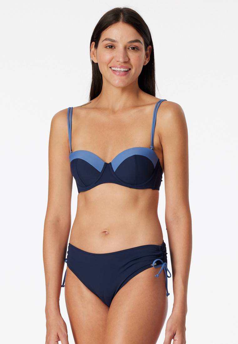 Schiesser Bandeau Bügel-Bikini Softcups variable Träger Midi-Slip verstellbare Seiten nachtblau - Ocean Swim Limitierter Zeitrabatt