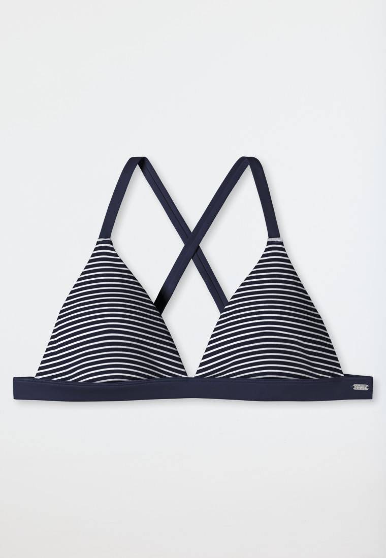 Schiesser Bikini Triangel-Top herausnehmbare Cups variable Träger Streifen dunkelblau - Mix & Match Reflections Fabrik Onlineshop