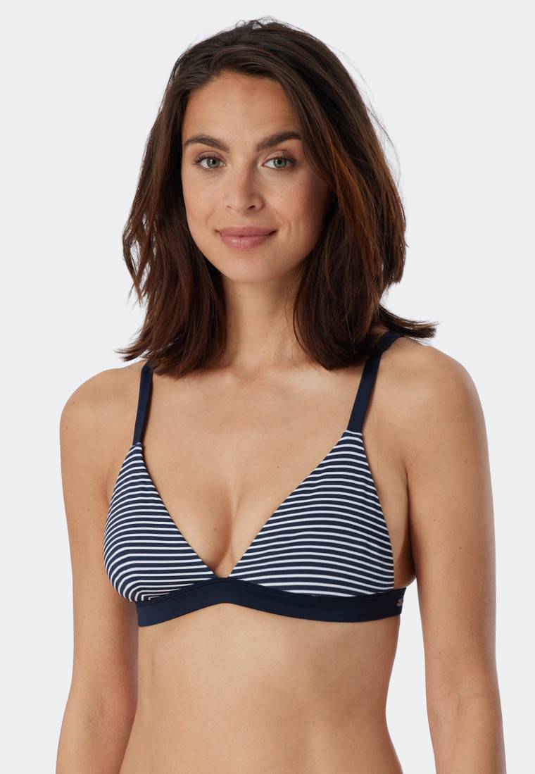 Schiesser Bikini Triangel-Top herausnehmbare Cups variable Träger Streifen dunkelblau - Mix & Match Reflections Fabrik Onlineshop