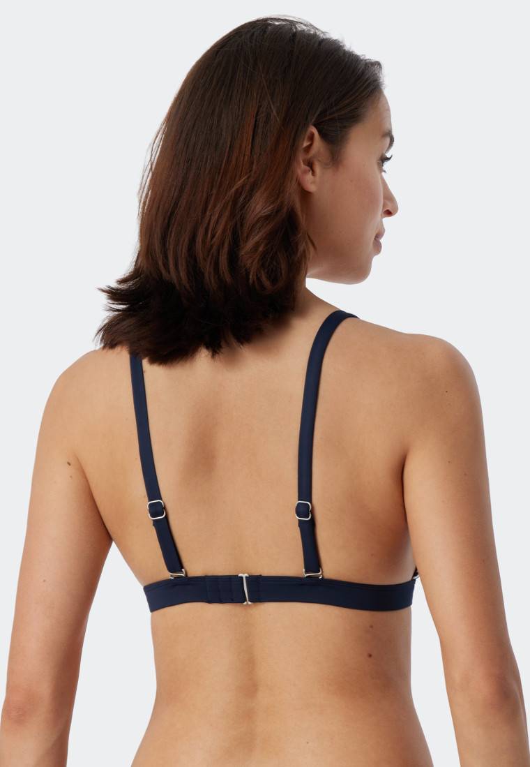 Schiesser Bikini Triangel-Top herausnehmbare Cups variable Träger Streifen dunkelblau - Mix & Match Reflections Fabrik Onlineshop