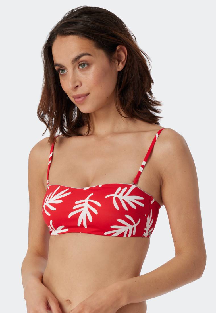 Schiesser Bandeau Bikini-Top gefüttert Softcups variable Träger Korallen rot - Mix & Match Coral Life Fabrikpreis