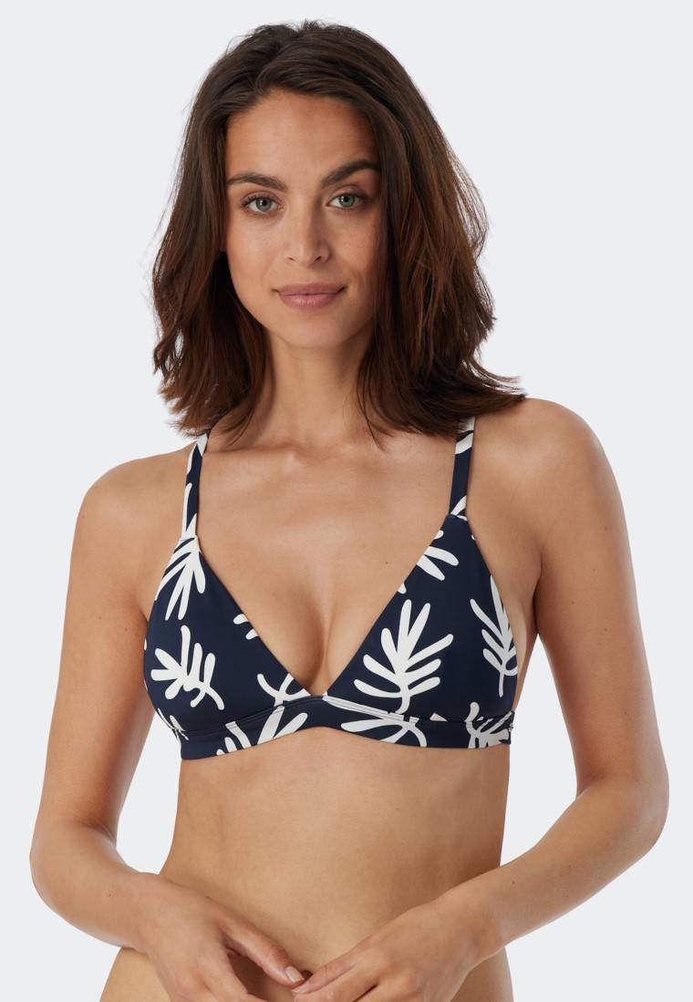 Schiesser Bikini Triangel-Top herausnehmbare Cups variable Träger Korallen dunkelblau-gemustert - Mix & Match Coral Life Sonderangebot