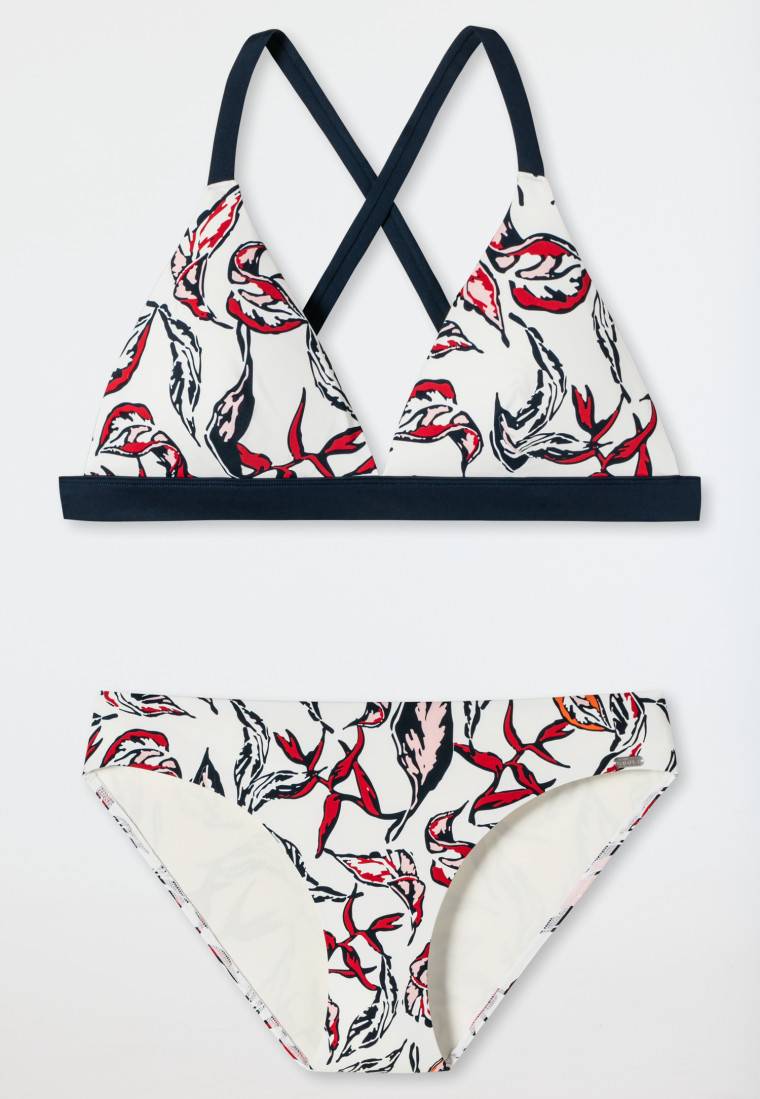 Schiesser Triangel-Bikini herausnehmbare Softcups variable Träger gefüttert Mini-Slip Blumenprint mehrfarbig - Deep Sea Günstig kaufen