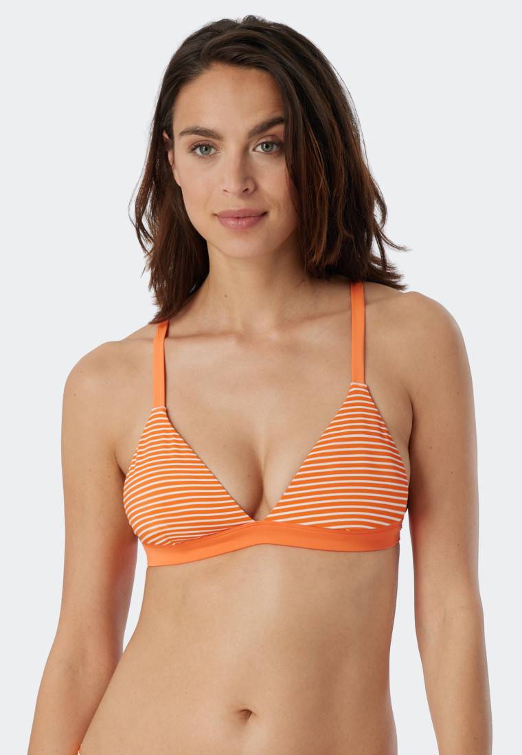Schiesser Bikini Triangel-Top herausnehmbare Cups variable Träger Streifen orange - Mix & Match Reflections Flash Sale