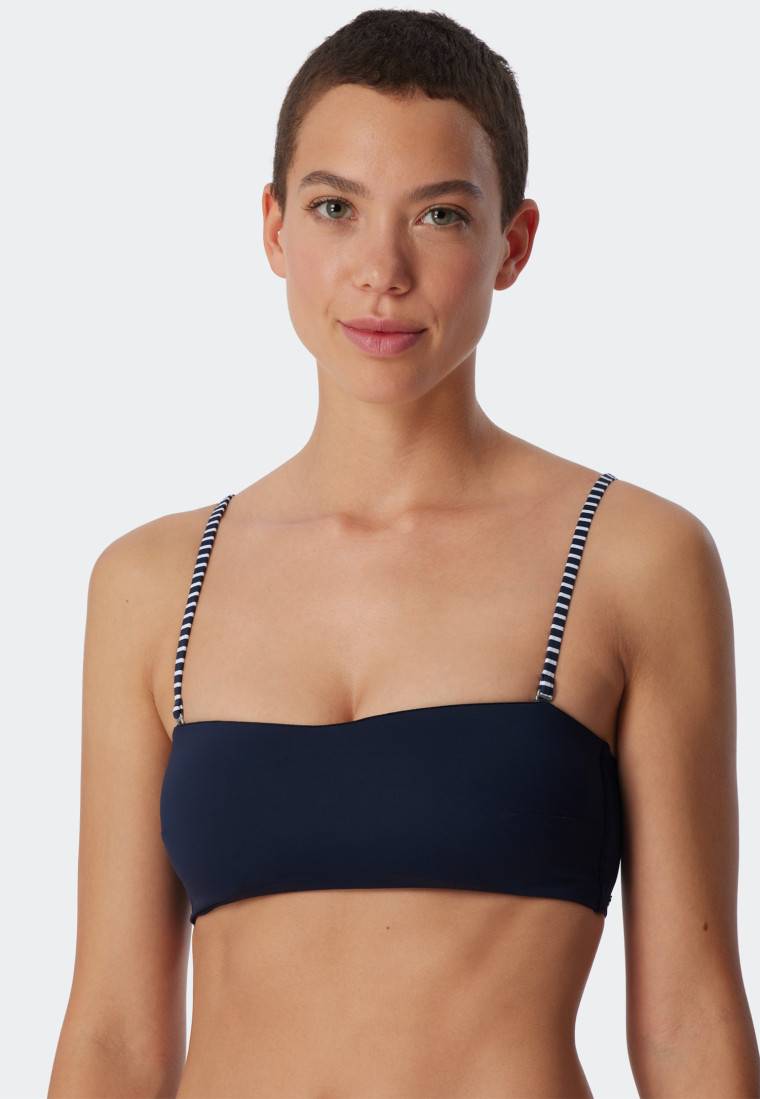 Schiesser Bandeau Bikini-Top gefüttert Softcups variable Träger dunkelblau - Mix & Match Reflections Begrenztes Angebot
