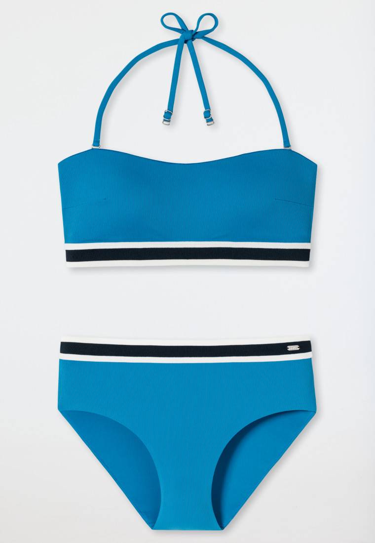 Schiesser Bandeau Bikini-Set Softpads variable Träger Midi-Slip Ripp-Optik aquarium - Underwater Preisnachlass