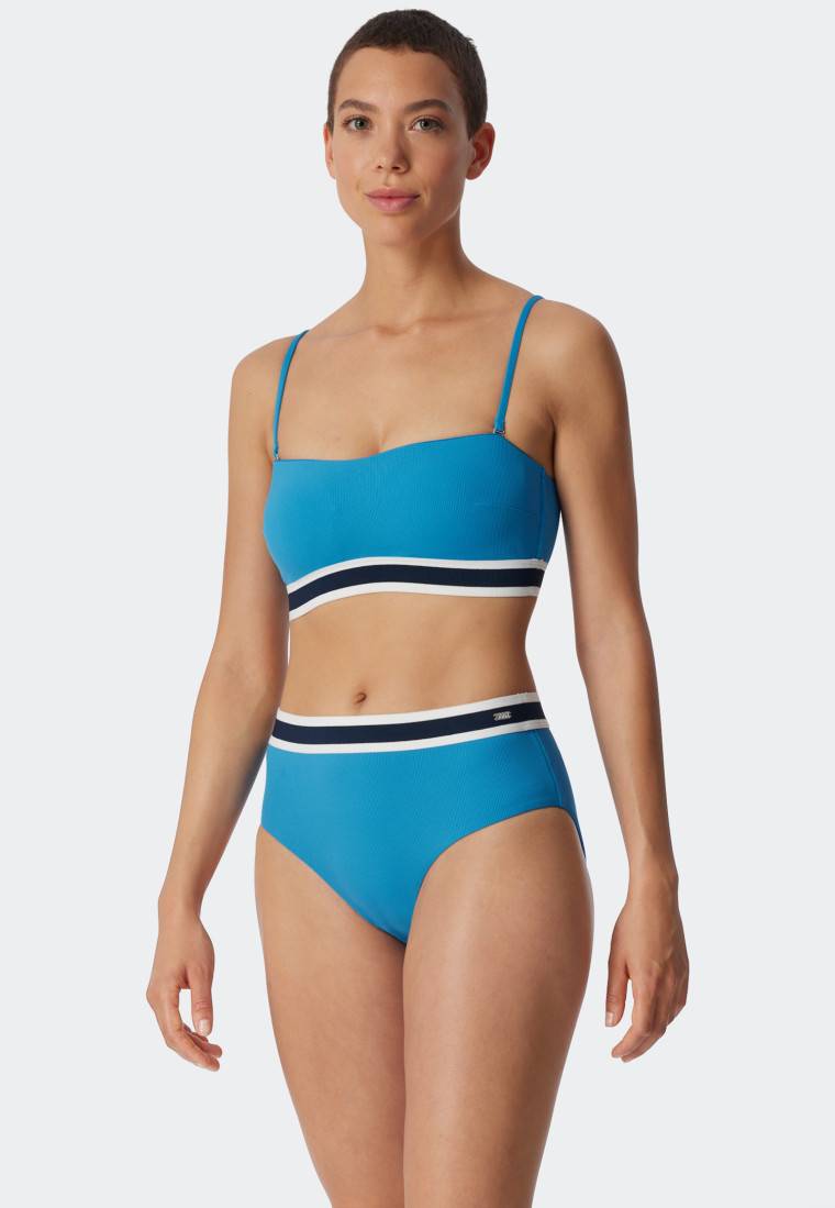 Schiesser Bandeau Bikini-Set Softpads variable Träger Midi-Slip Ripp-Optik aquarium - Underwater Preisnachlass