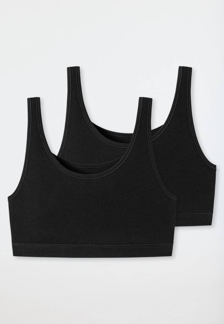Schiesser Bustier 2er-Pack ohne Cups Organic Cotton schwarz - 95/5 Begrenzte Freigabe