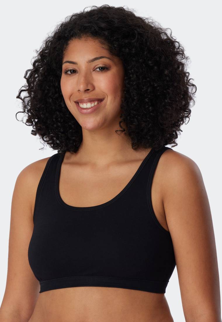 Schiesser Bustier 2er-Pack ohne Cups Organic Cotton schwarz - 95/5 Begrenzte Freigabe