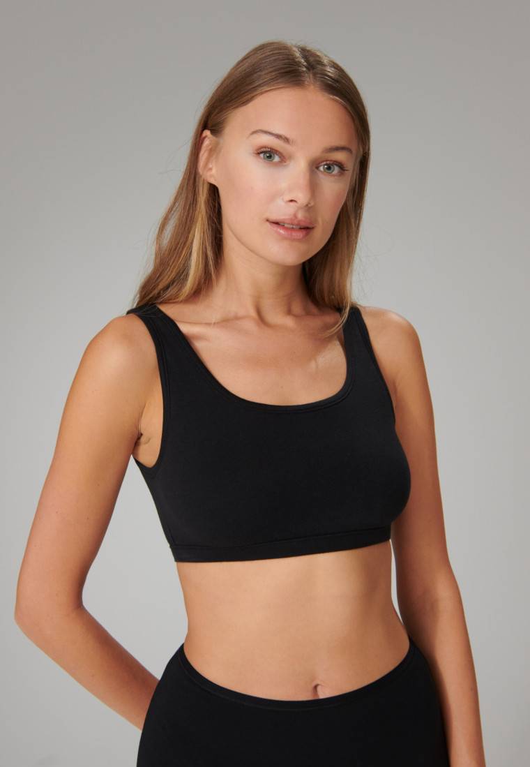 Schiesser Bustier 2er-Pack ohne Cups Organic Cotton schwarz - 95/5 Begrenzte Freigabe