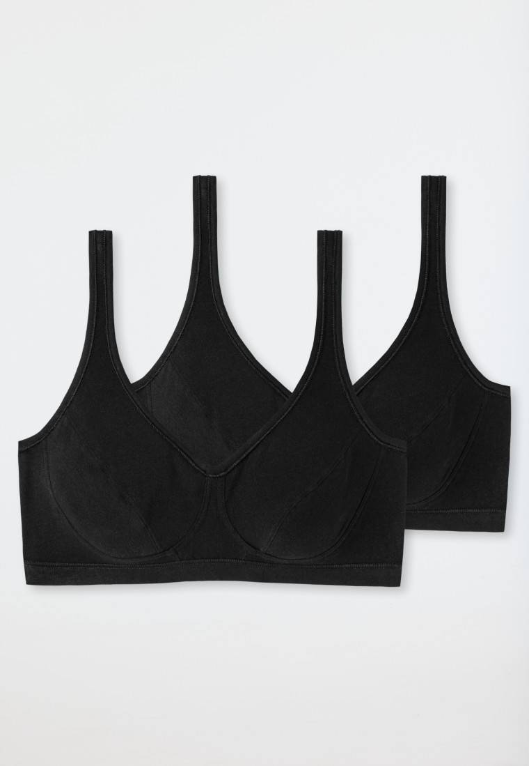 Schiesser Bustier 2er-Pack mit Cups Organic Cotton schwarz - 95/5 Letzte 3 Tage